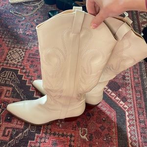 Tall beige cowgirl boots